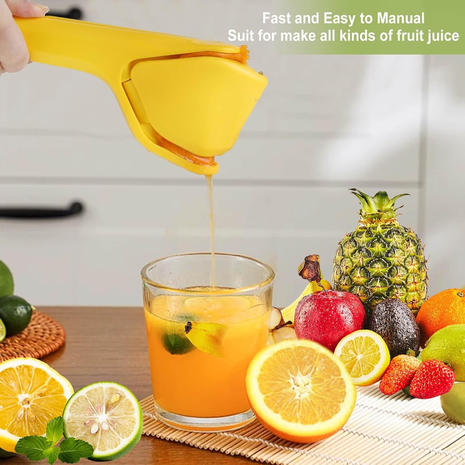 Lemon Squeezer, Effortless Manual Flat Lime Juicer Squeezer, Hand Citrus Press, Folds Design for Saving Space Storage, Easy to Make Juice from Lemon, Lime, Cirtus, Orange, Fruits